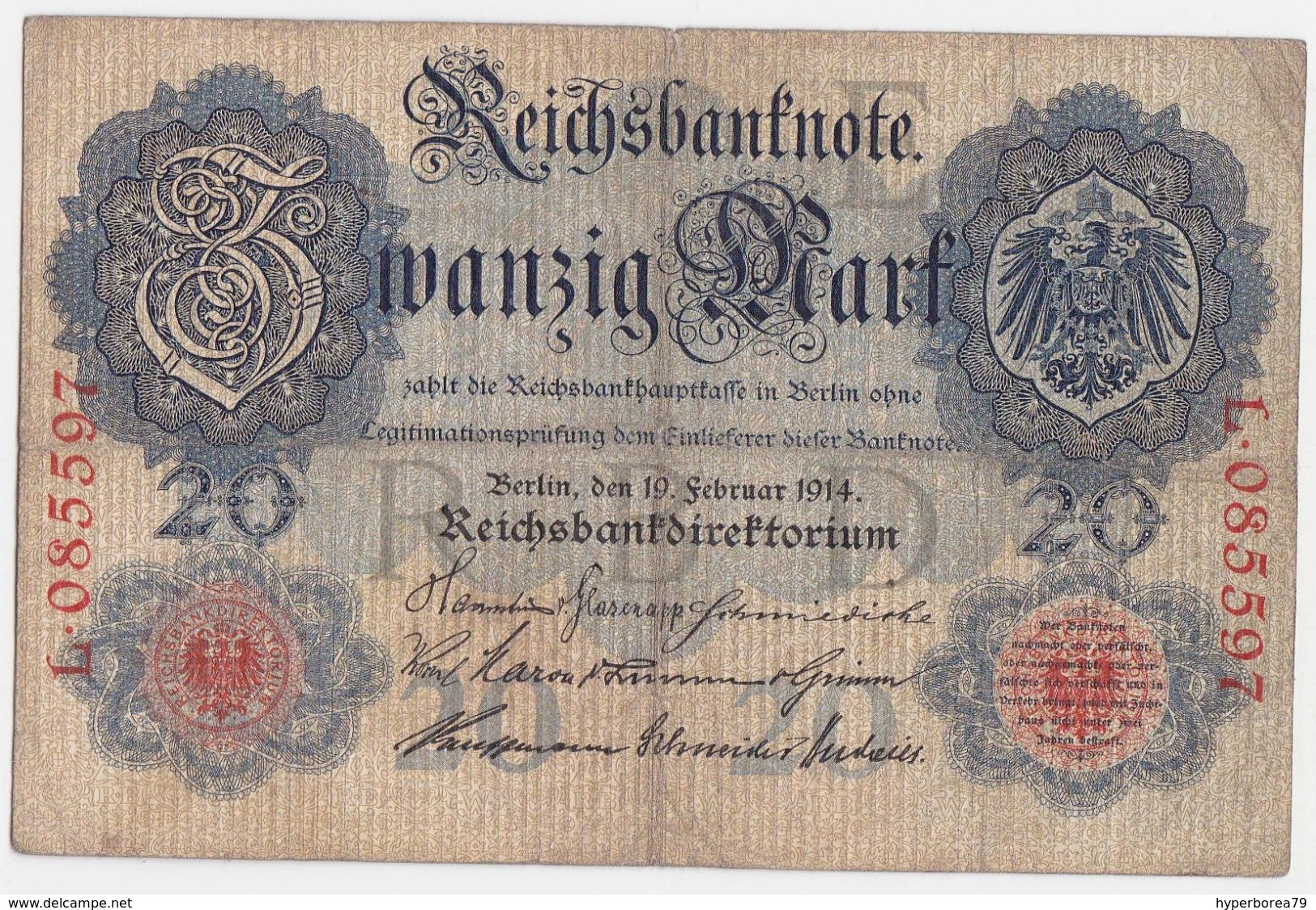 Germany P 46 A - 20 Mark 19.2.1914 - Fine - 20 Mark