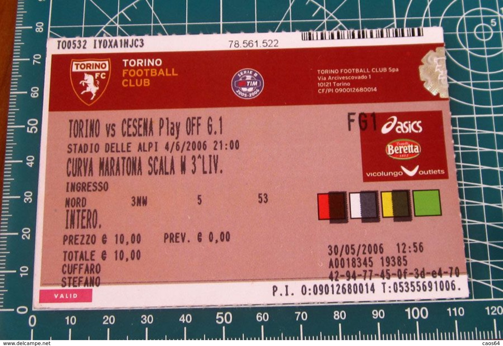 Biglietto Ticket  TORINO Vs CESENA PLAY OFF 2006 Stadio Delle Alpi Curva Maratona - Tickets D'entrée