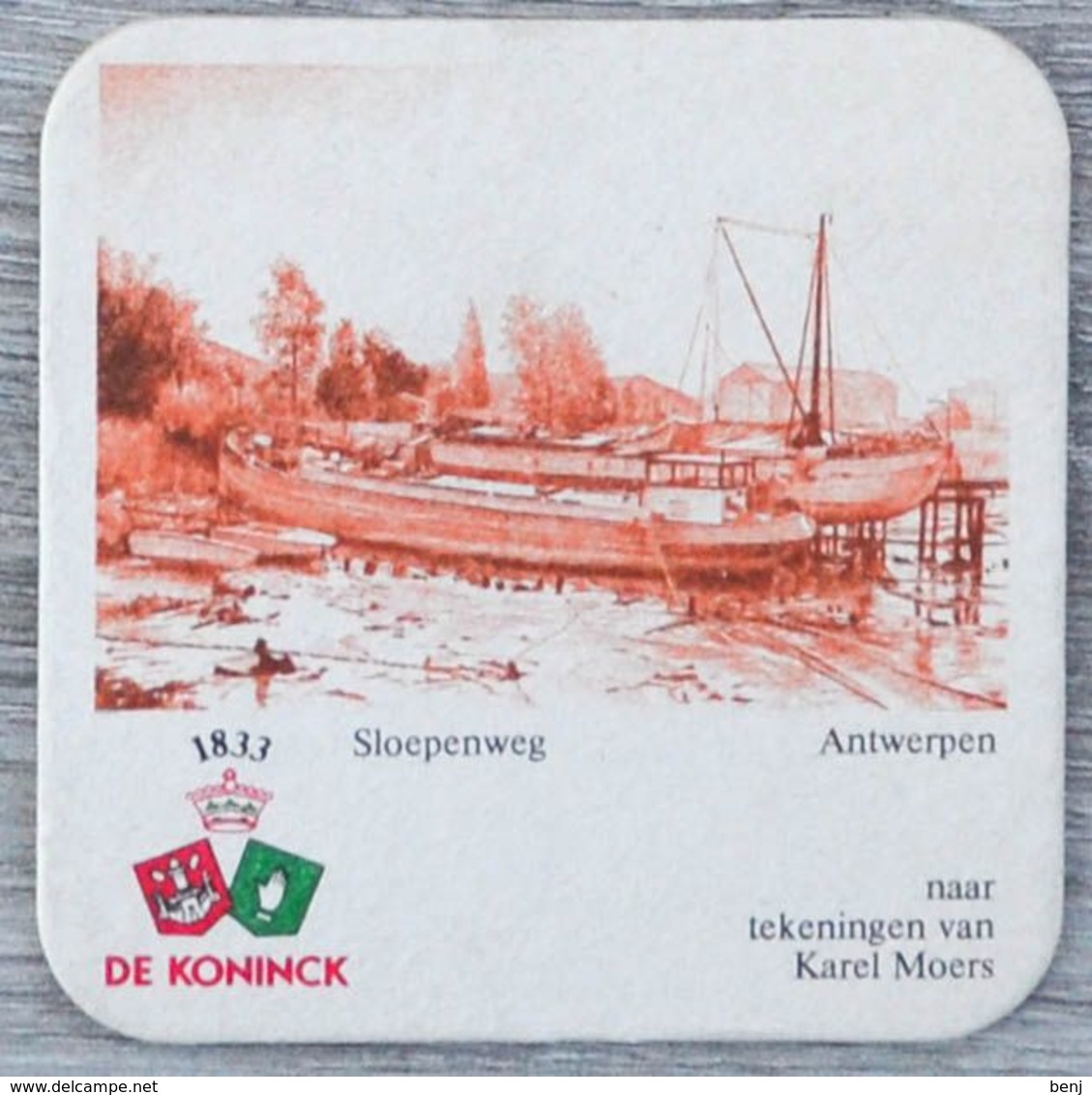Sous-bock DE KONINCK Sloepenweg Antwerpen Anvers Karel Moers Bierdeckel Bierviltje Coaster (CX) - Portavasos