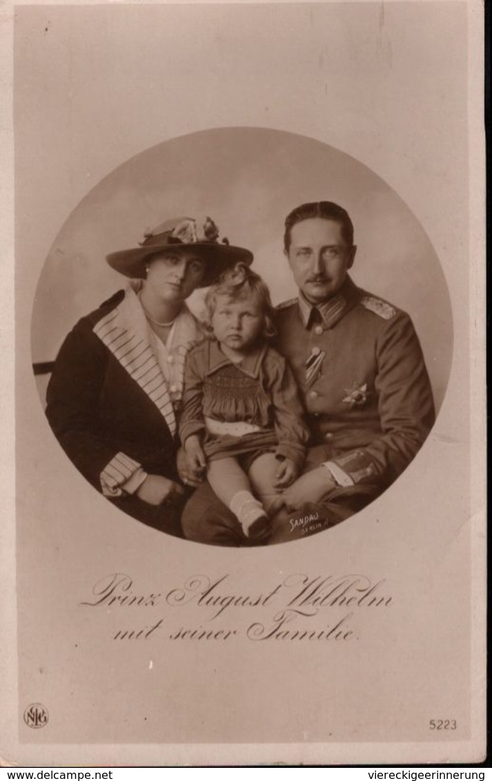 ! Alte Ansichtskarte, Adel, Royalty, Prinz August Wilhelm Mit Familie, NPG Foto - Königshäuser