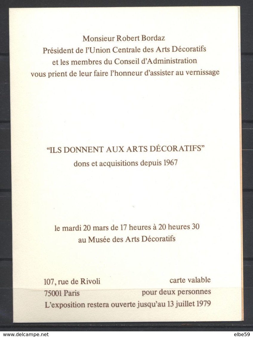 Paris, 1979, Expo, Ils Donnent Aux Arts Décoratifs, Folon (repr. Affiche), Carte D'invitation (2 Volets), 20-3-79 - Tickets D'entrée