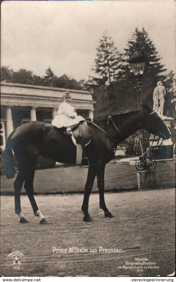 ! Alte Ansichtskarte, Adel, Royalty, Prinz Wilhelm Von Preußen, Pferd, Potsdam Marmorpalais - Royal Families