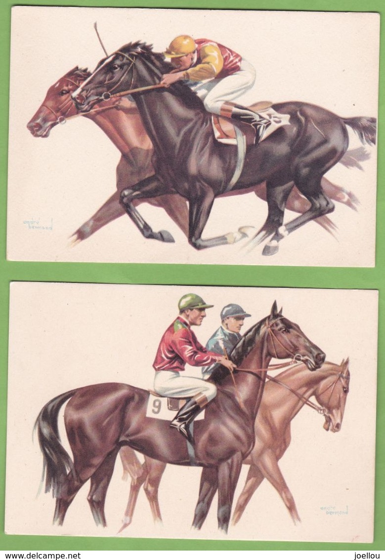 2 Belle CPSM Sport Hippisme Tiercé Illustrateur André Bermond Cheval Jockey - Hípica