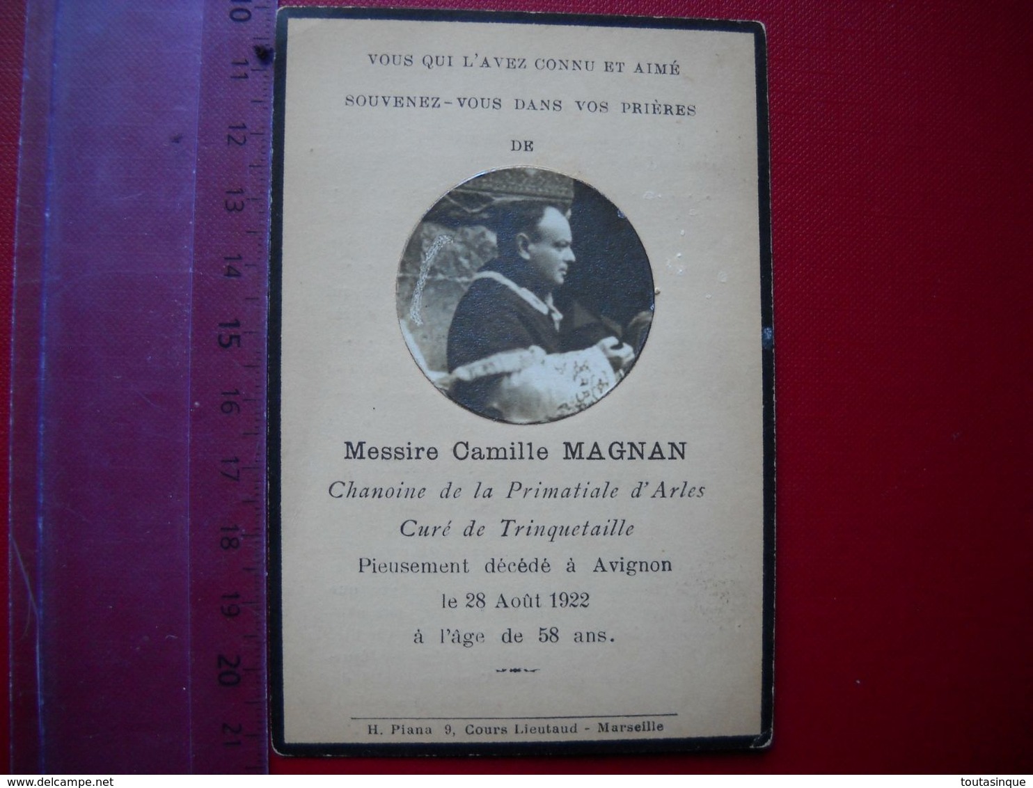 Avis De Décés. Chanoine De La Primatial D'arles Curé De Trinquetaille . 3 Photos . - Overlijden