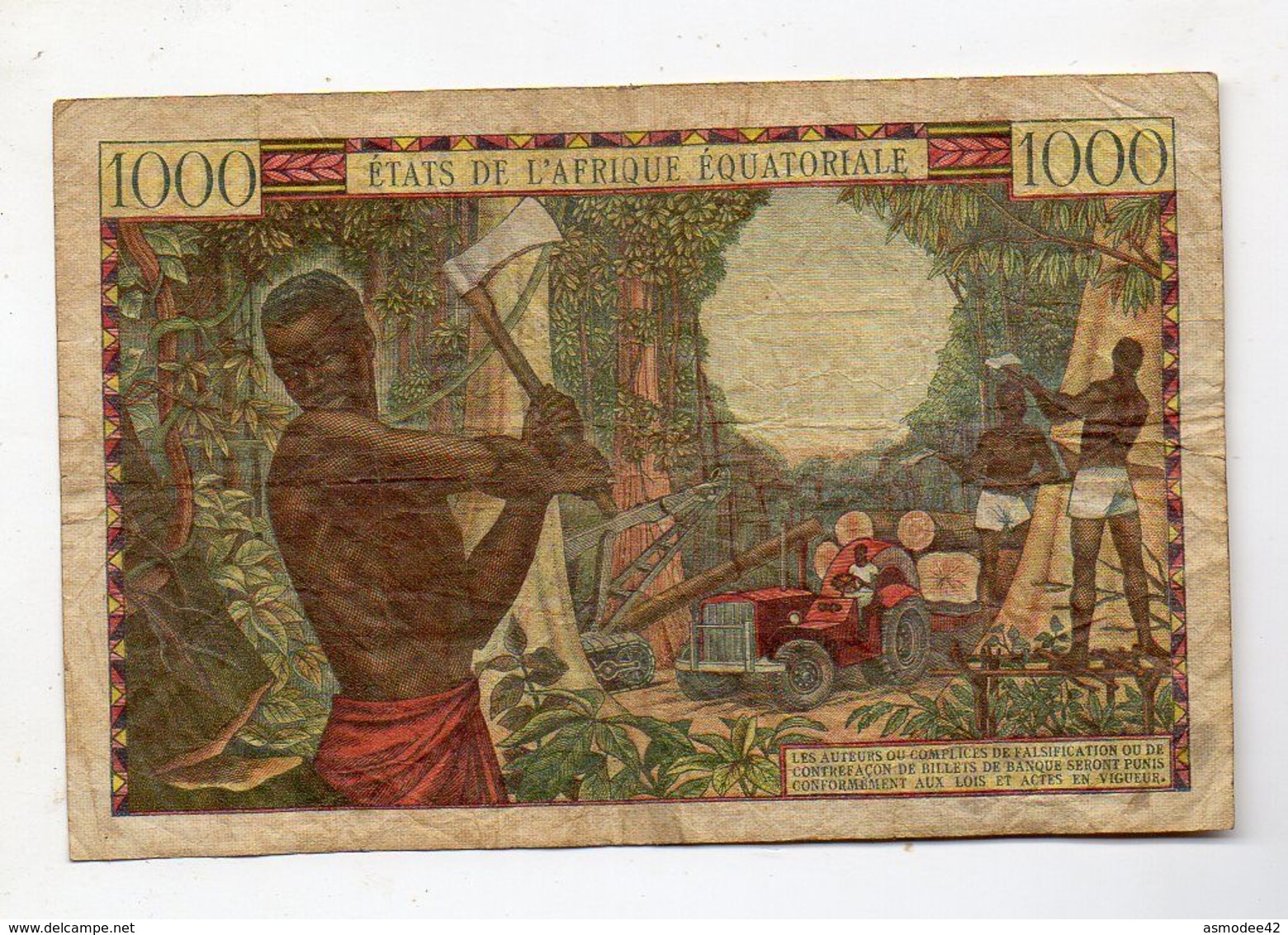 ETATS DE  L AFRIQUE EQUATORIALE 1   BILLET 1000 FRANCS - Gabon