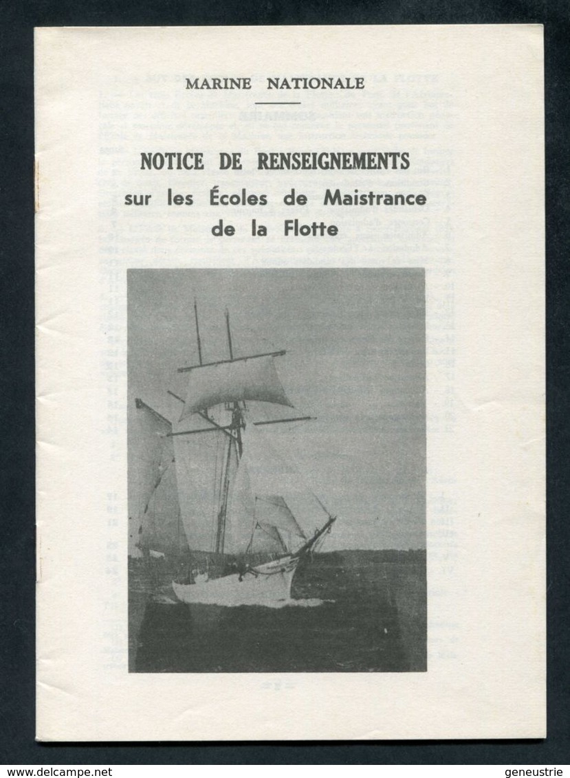 Notice De Renseignements Sur Les Ecoles De Maistrance De La Flotte 1972 Brest - Marine Nationale - French Navy - Francese