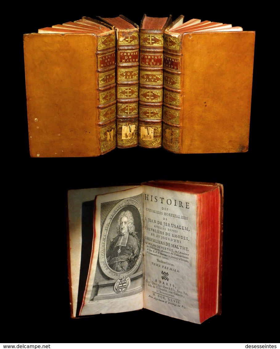 [TEMPLIERS CROISADES] VERTOT - Histoire Chevaliers St Jean Jérusalem / Rhodes / Malte. 1727. - 1701-1800