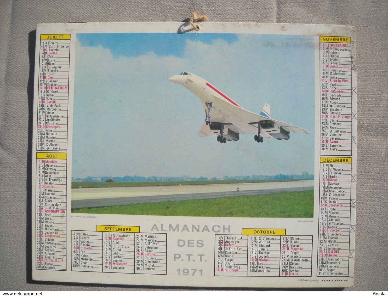 1616 Calendrier Du Facteur PTT 1970   Illustration  Avion Concorde   , Grasse Alpes Maritimes - Grand Format : 1971-80