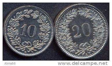 Switzerland Swiss 10 20 Rappen 2011 UNC (Set 2 Coins) - Autres & Non Classés