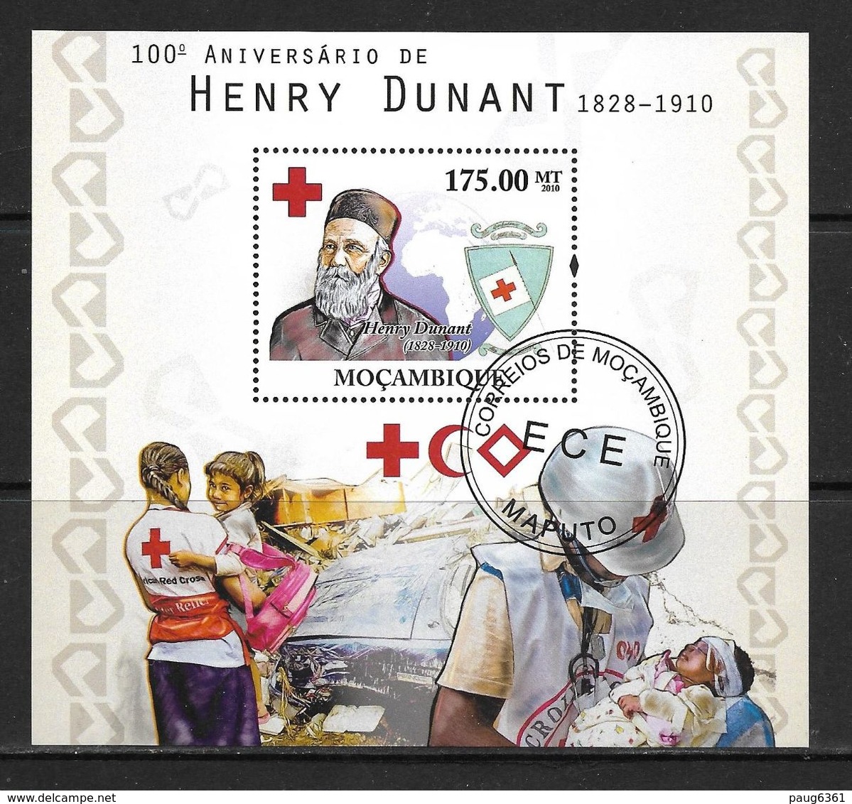 MOZAMBIQUE 2010 HENRY DUNANT YVERT N°B330  OBLITERE - Henry Dunant