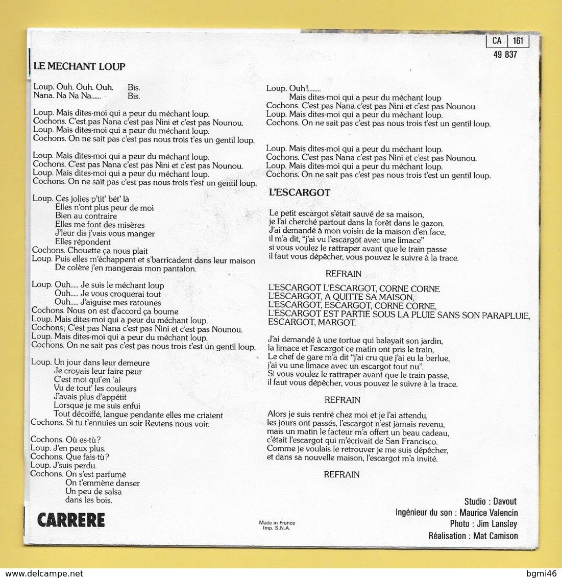 Disque Vinyle 45 Tours : GARCIMORE :  LE MECHANT LOUP..Scan A  : Voir 2 Scans - Autres & Non Classés