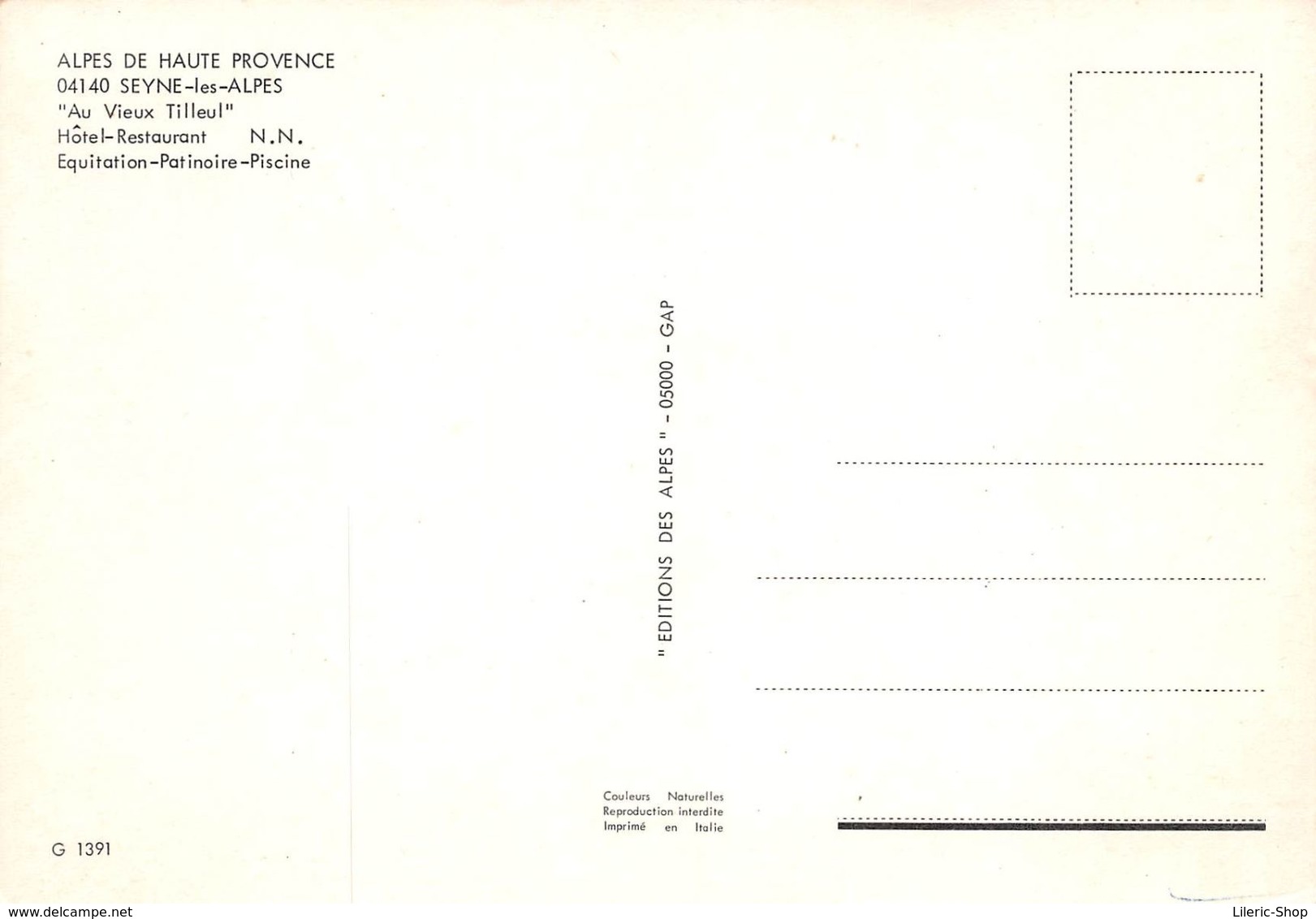 CPSM  ±1970 - SEYNE-LES-ALPES - Hôtel-Restaurant "Au Vieux Tilleul" - Chevaux - Éd. DES ALPES ♥ - Autres & Non Classés