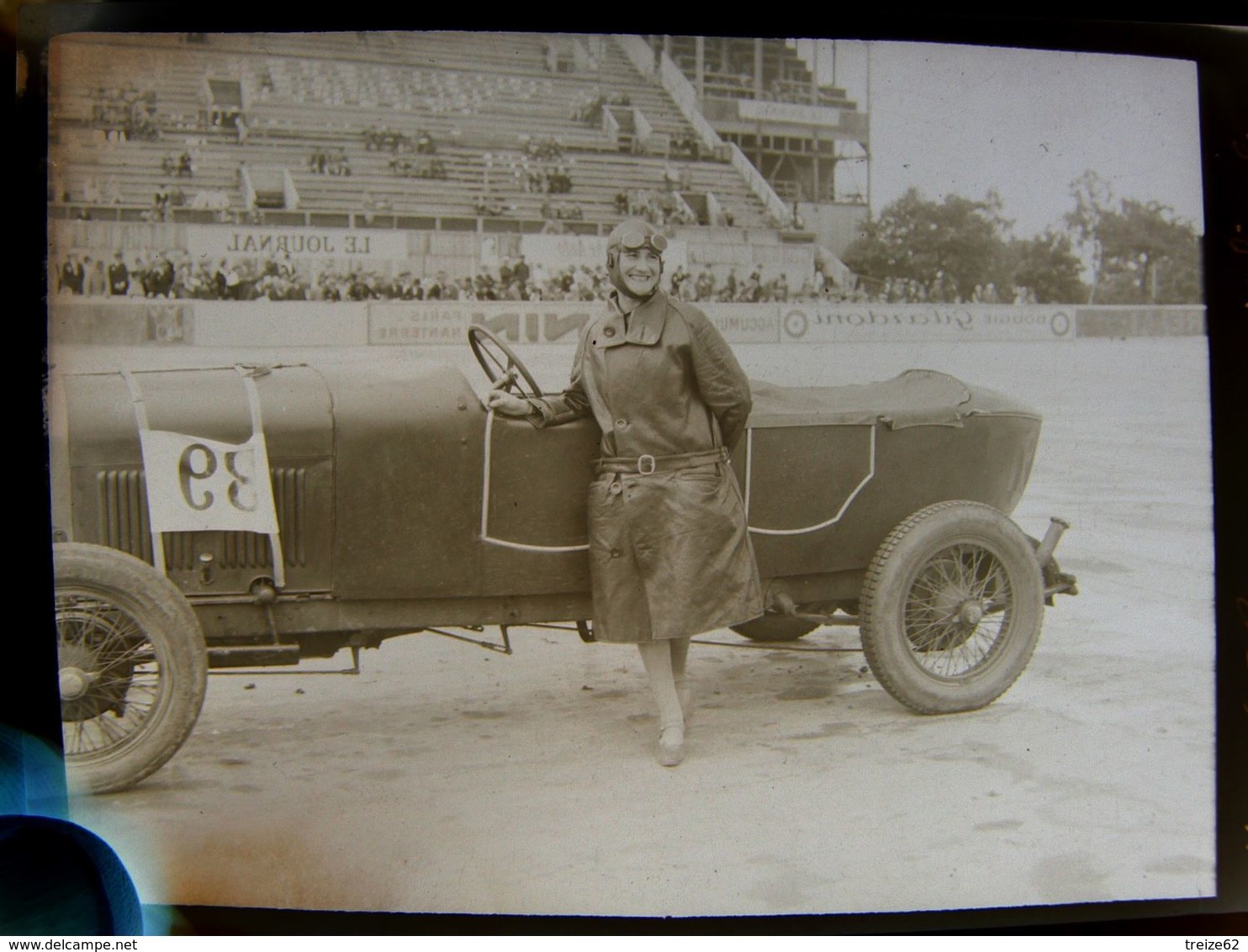 Négatif Souple Photographie Mme G. BLUM Femme Pilote Gagnante De La 1ère 1/2 Finale à MONTLHERY En  1927 - Cars