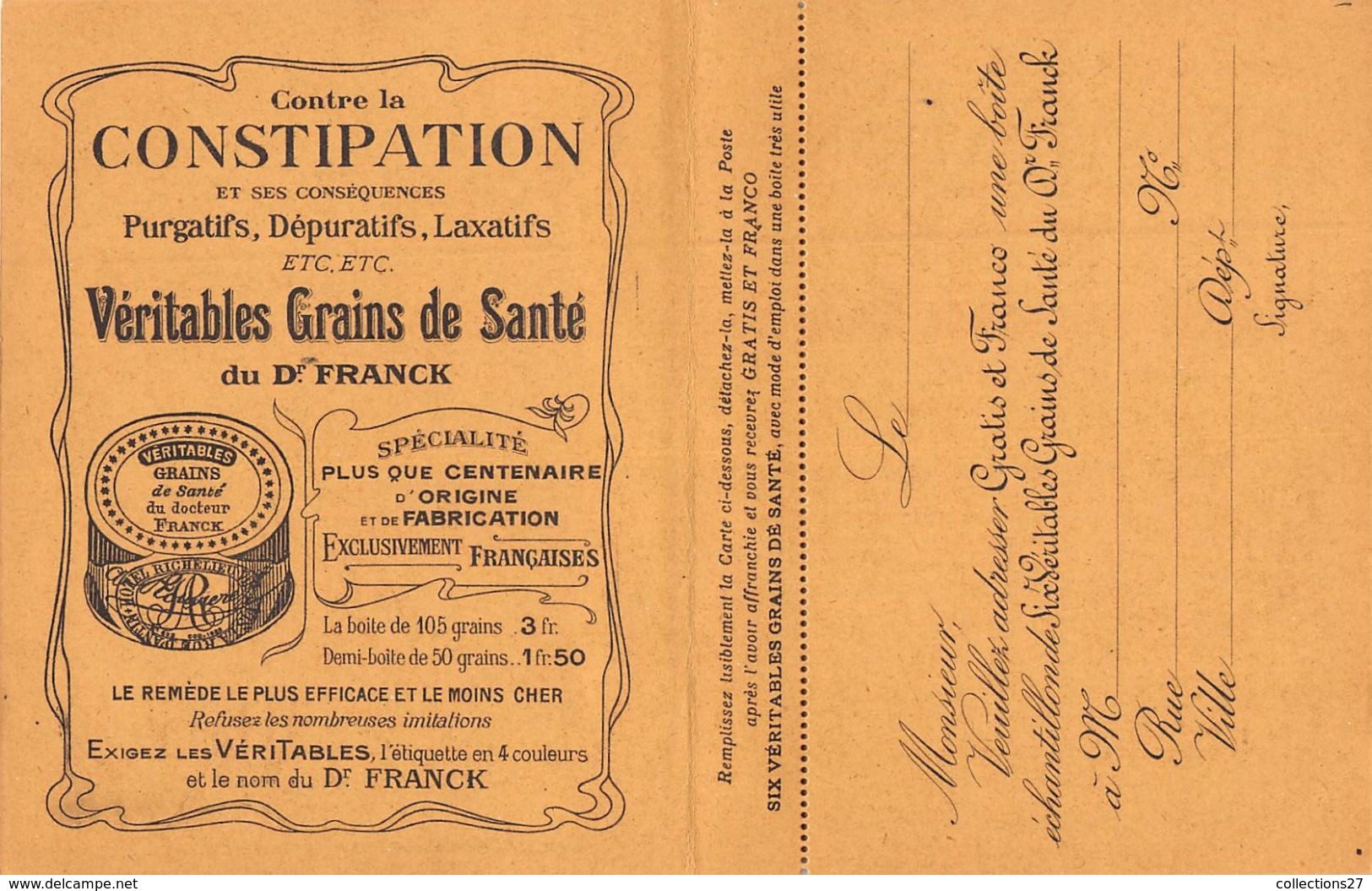 75009-PARIS-96 RUE D'AMSTERDAM- OFFERT PAR T. LEROY- AUX LECTEURS DE L'ALMANACH HACHETTE 1916 - Arrondissement: 09