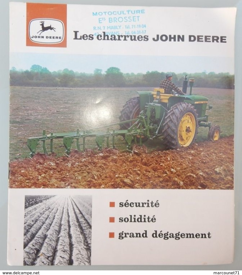 DÉPLIANT COMMERCIAL TRACTEUR JOHN DEERE LES CHARRUES - Tractores