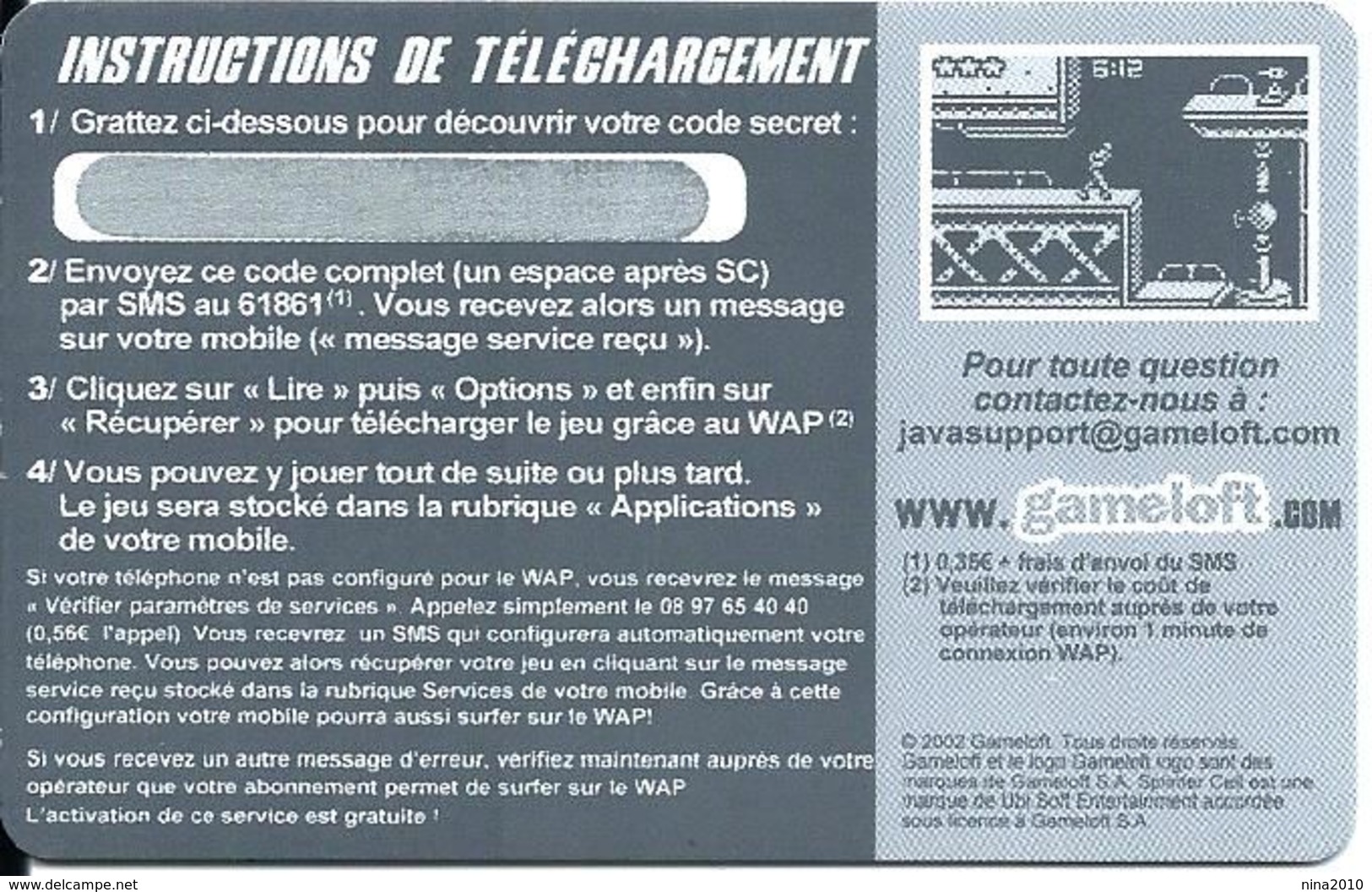 Carte Prépayée - Carrefour Télécom / Gameloft / Rare - Neuve - Autres & Non Classés
