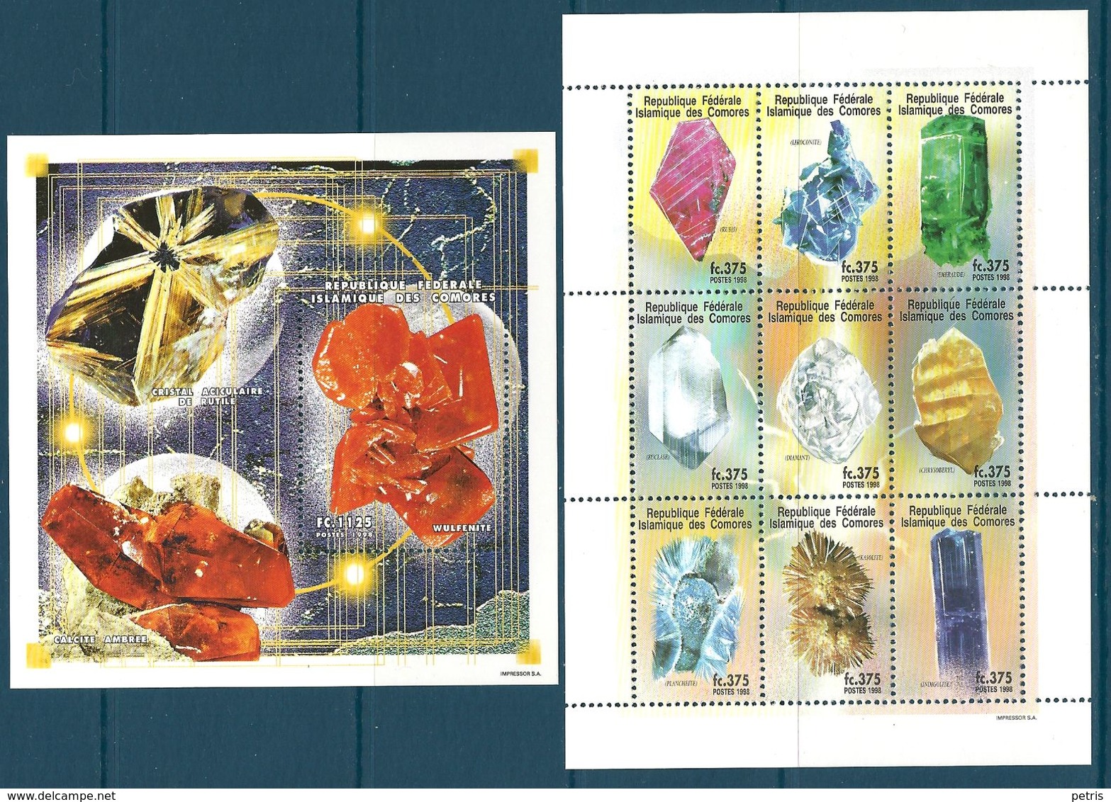 Comoro Islands - 1998 Minerals MNH** - Lot. A386 - Minerali
