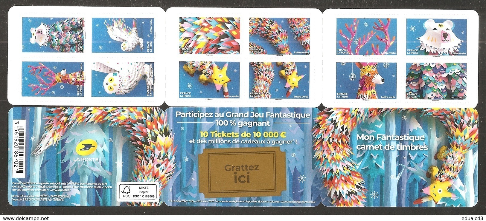 2019 Carnet Adhésif  BC MON FANTASTIQUE CARNET DE TIMBRES  Neuf - LUXE ** NON Plié - Commemorrativi