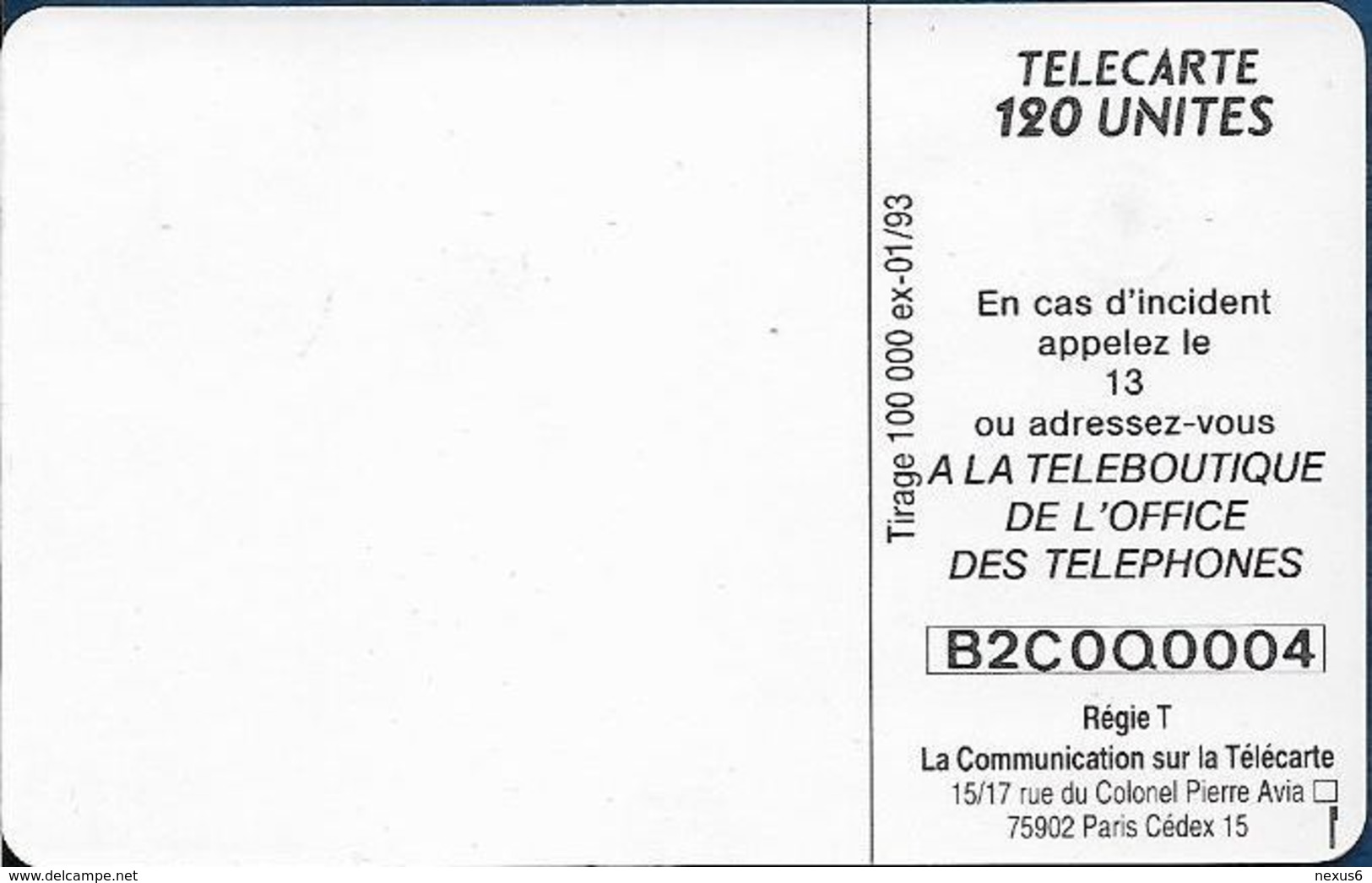 Monaco - MF49 - Prenez Le Bus - Cn. B2C0Q0004, Gem1A Symm. Black, NO Transp. Moreno, 01.1993, 120Units, 100.000ex, Used - Monaco
