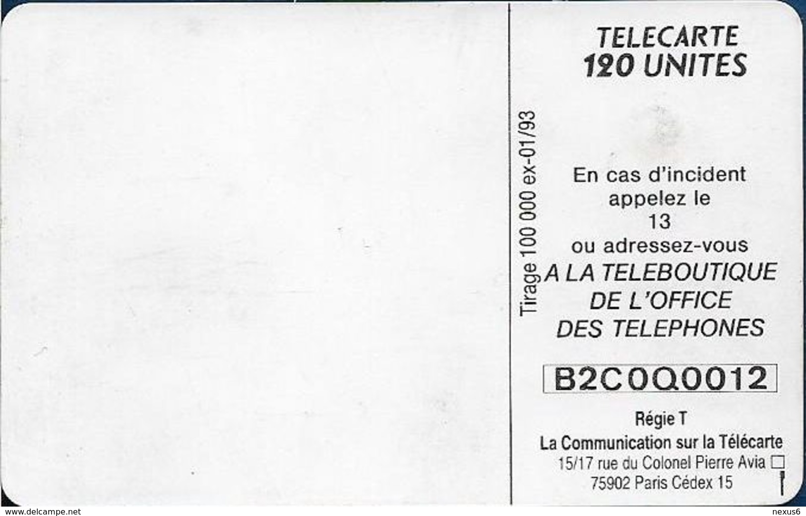 Monaco - MF49 - Prenez Le Bus - Cn. B2C0Q00012, Gem1A Symm. Black, NO Transp. Moreno, 01.1993, 120Units, 100.000ex, Used - Monaco