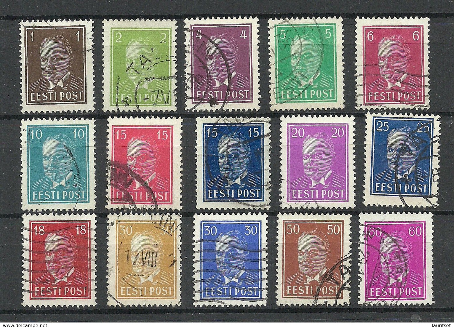 ESTLAND Estonia Estonie 1936-1940 Präsident Konstantin Päts, 15 Different O - Estland