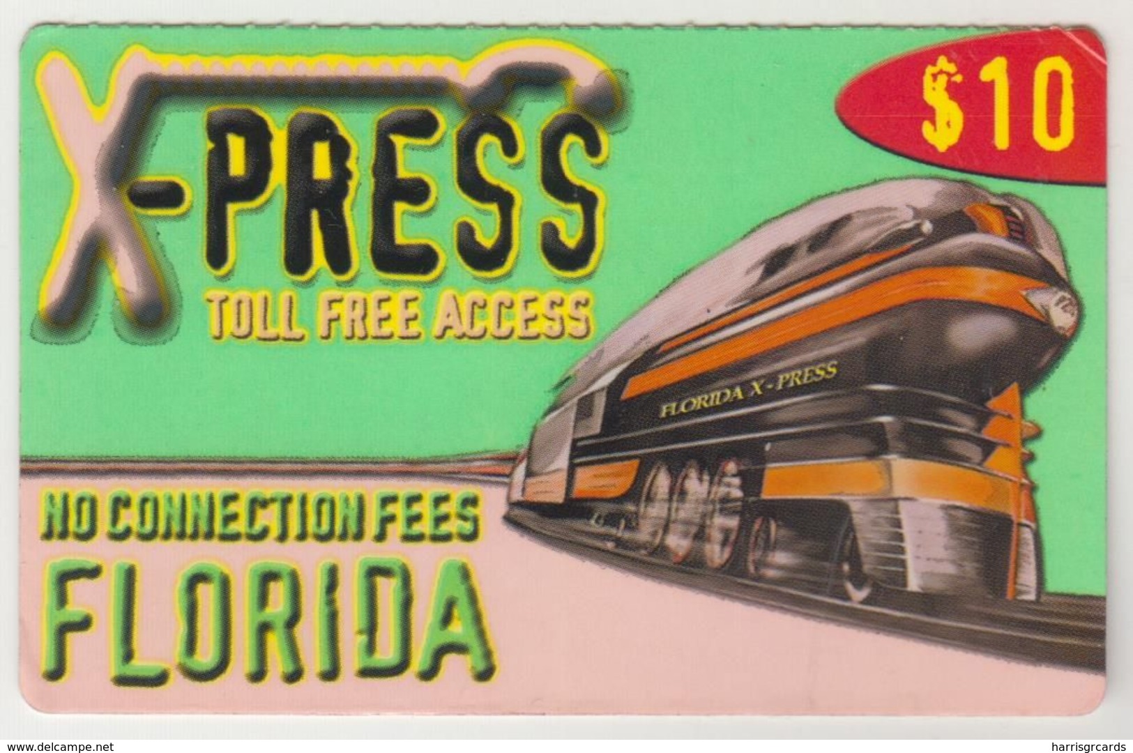 USA - X-Press New Florida (Train), Prepaid 10$, Used - Autres & Non Classés