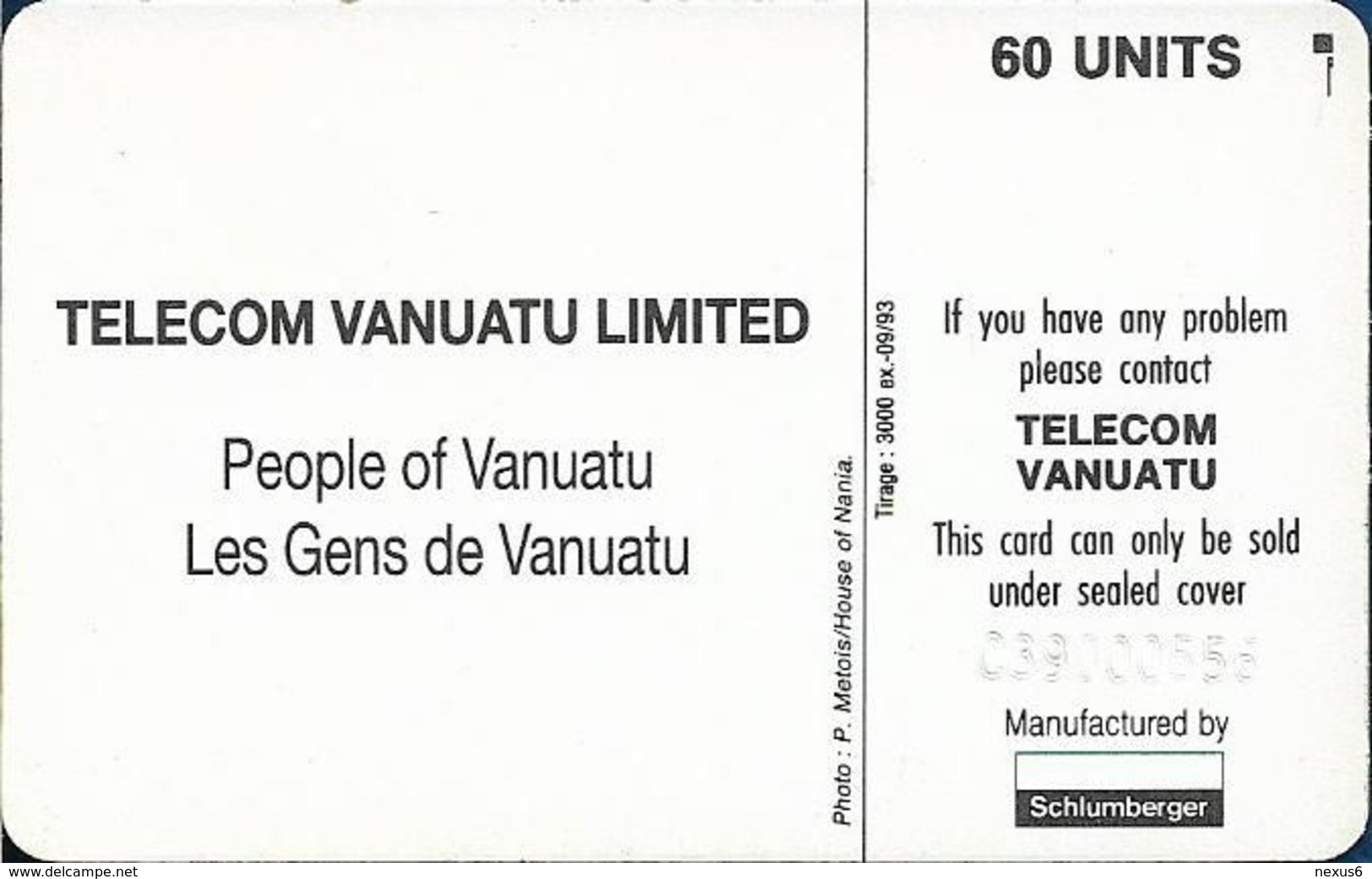 Vanuatu - Old Woman, SC5, Cn. C39000556, 60U, 09.93, 3.000ex, Used - Vanuatu