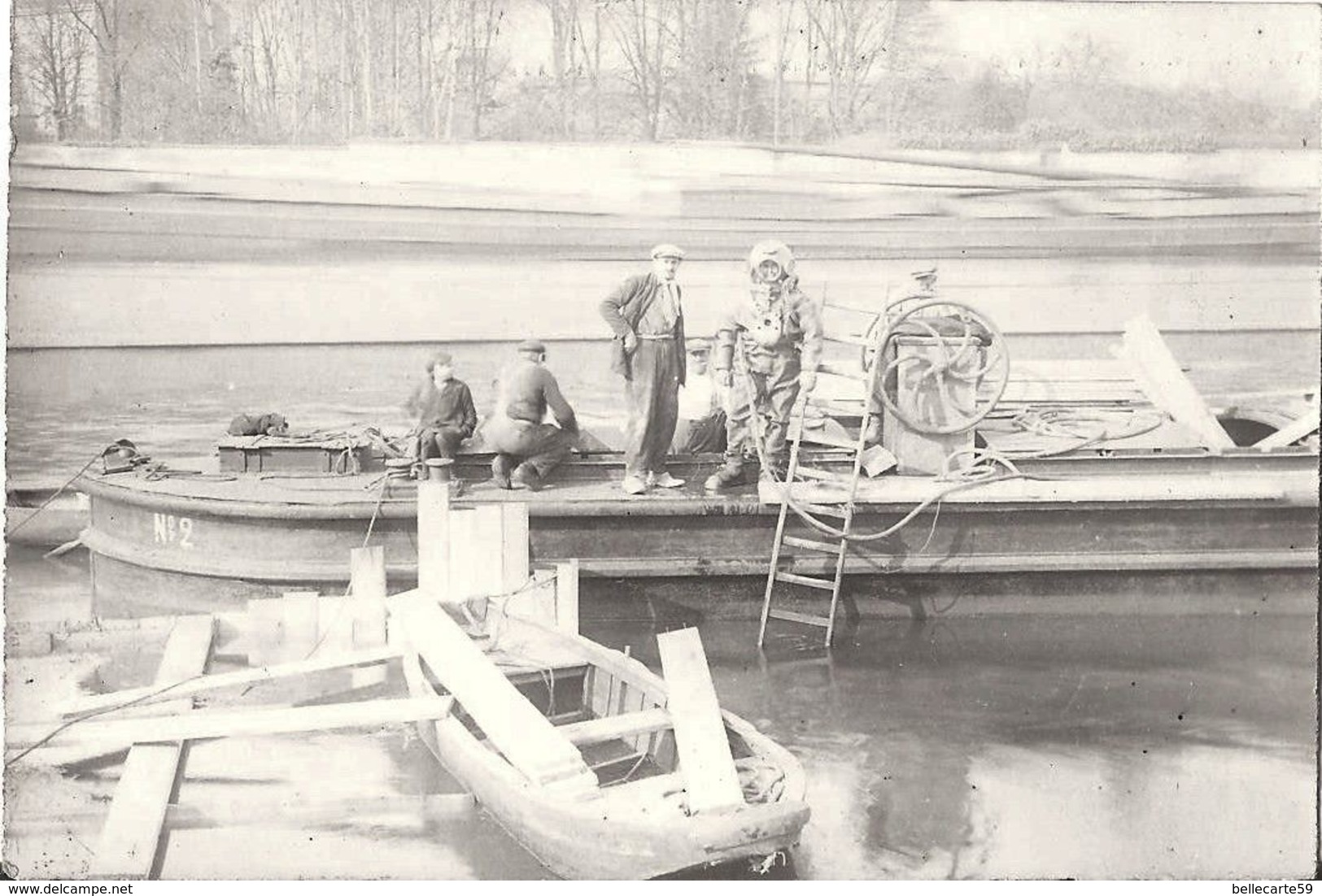 60 CREIL ANCIENNE PHOTO Scaphandrier PÉNICHE 1929 - Format 9X6 CM - Bateaux