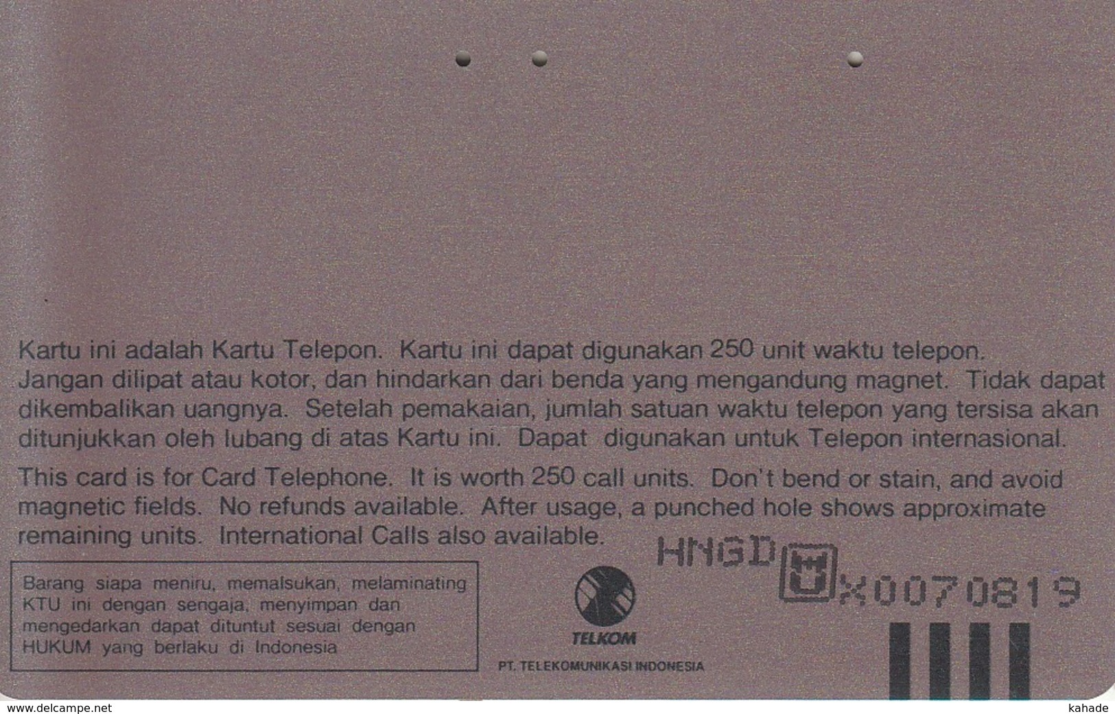 Indonesien Phonecard Tamura Parade 1995 - Indonesia