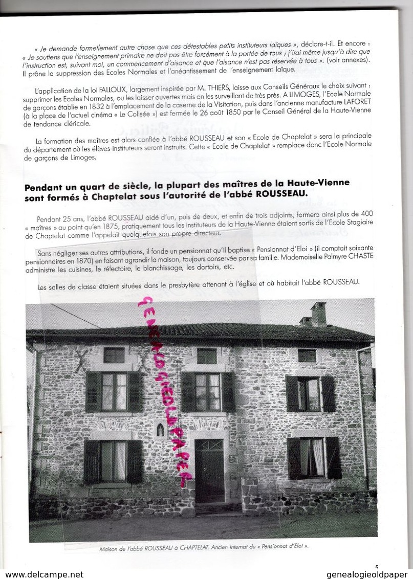 87 - CHAPTELAT - LE MAS ELOI- LE CURE PIERRE CELESTIN ROUSSEAU FONDATEUR DIRECTEUR DE L' ECOLE-