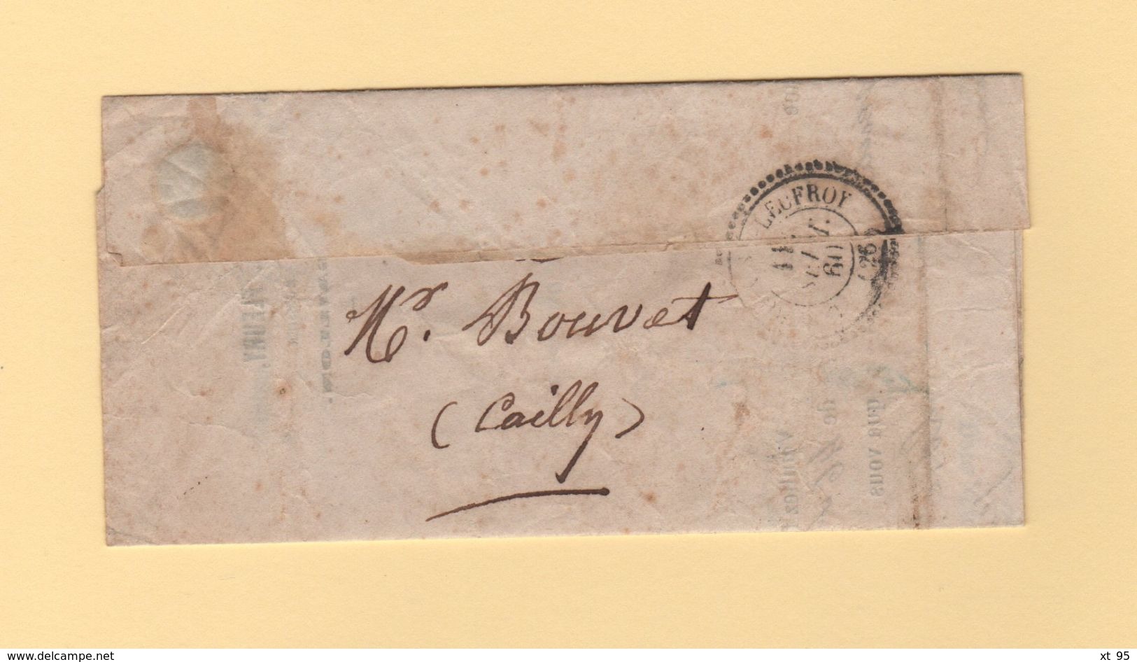 Gaillon - 26 - Eure - 11 Sept 1860 - Timbre Taxe 10c - Sur Lettre Locale Pour Cailly Sur Eure - 1859-1959 Lettres & Documents