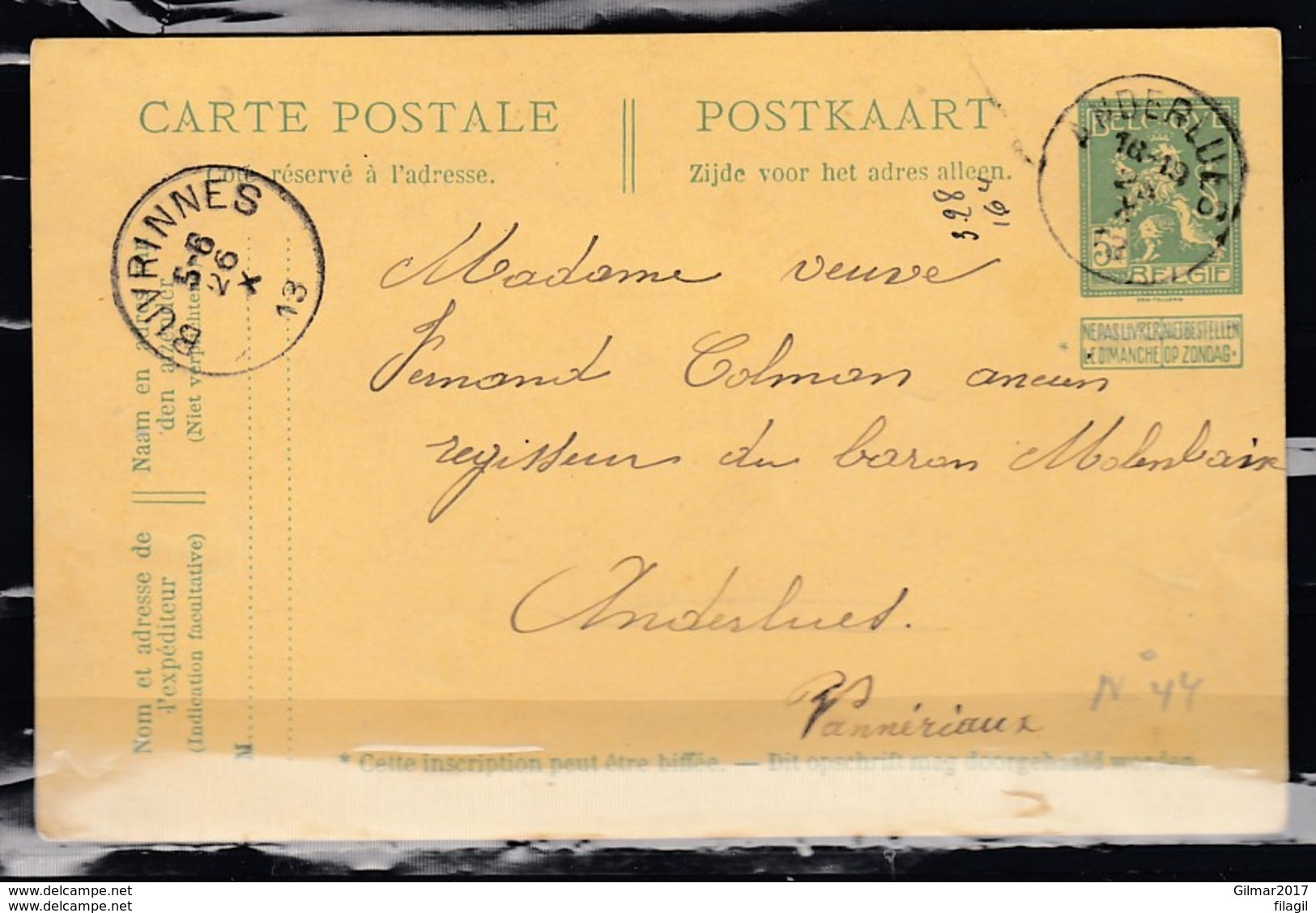 Postkaart Van Anderlues Via Buvrinnes Naar Anderlues - Postcards 1909-1934
