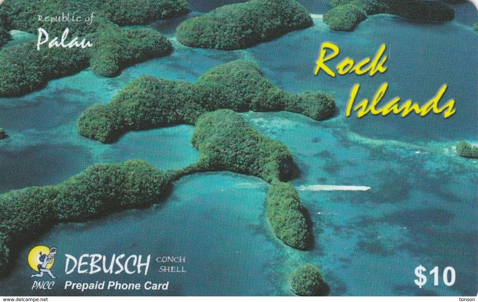 Palau, PW-PNC-0011, $10, Debusch Prepaid Phone Card, Rock Islands, 2 Scans. - Palau