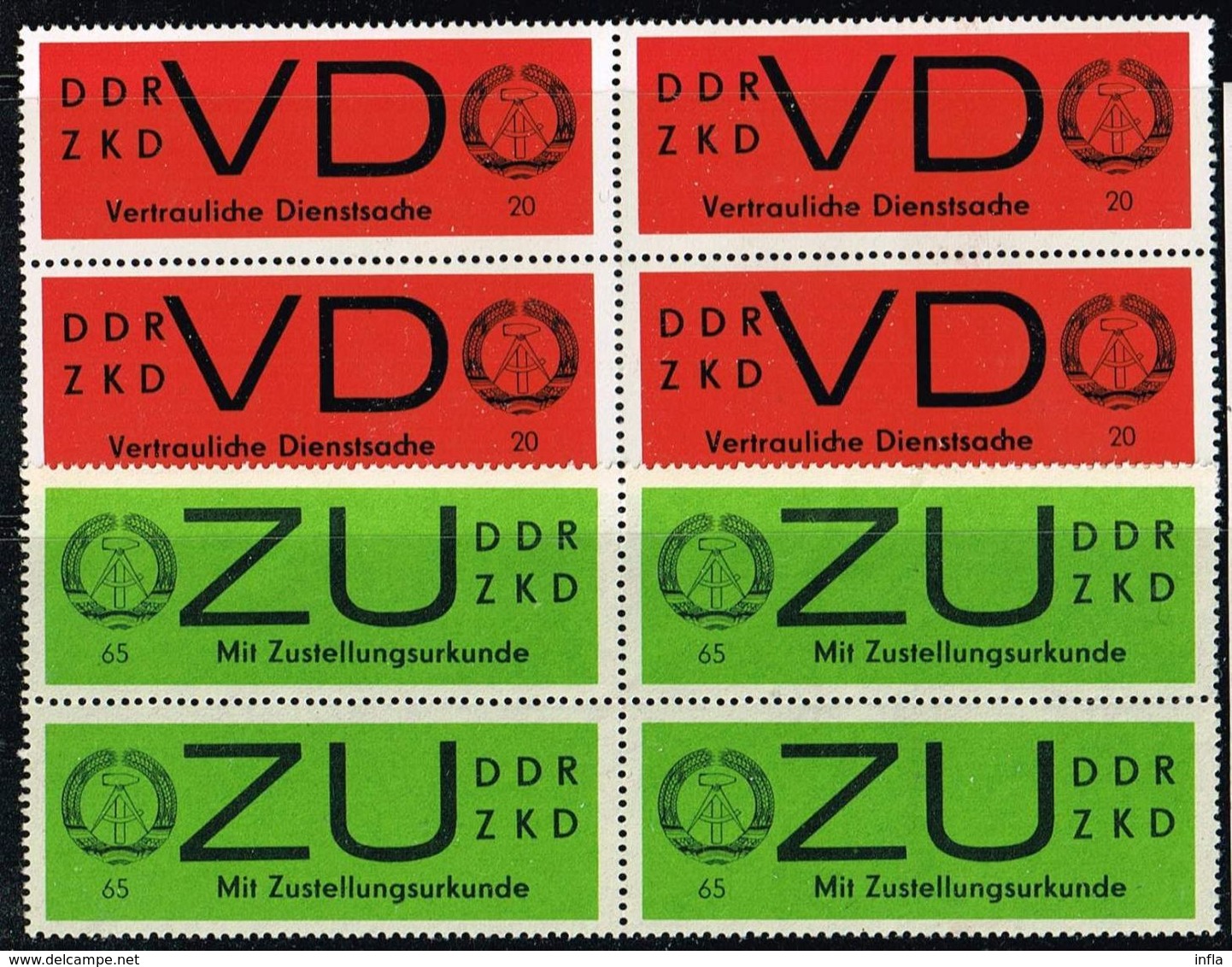 DDR 1965, Michel# VD 3, ZU 2 ** Im Viererblock - Service