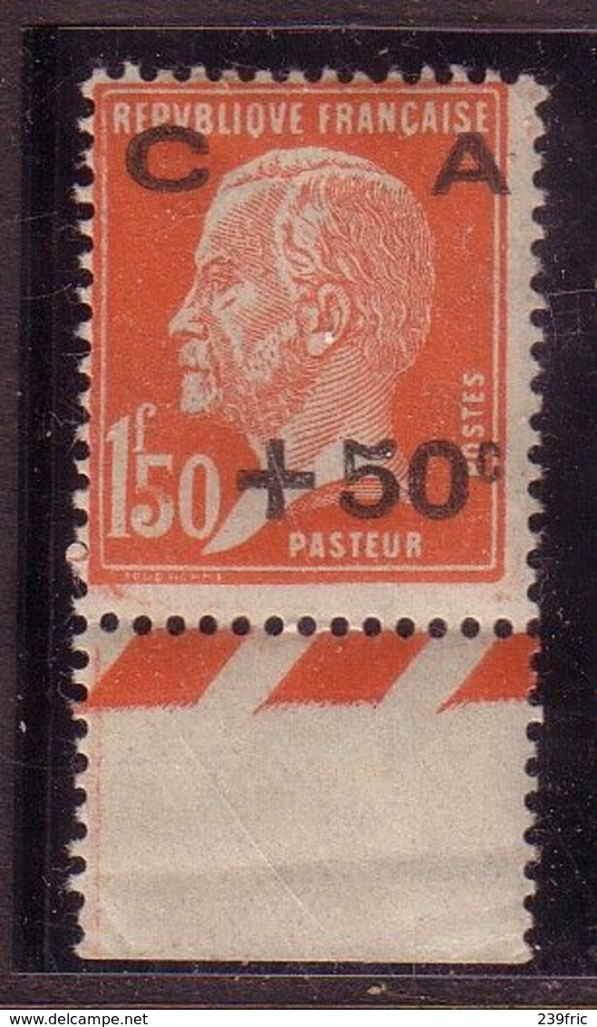 CAISSE D'AMORTISSEMENT 1927 YT248 +50C Sur 1F50 PASTEUR NEUF** SIGNE CALVES - 1927-31 Caisse D'Amortissement