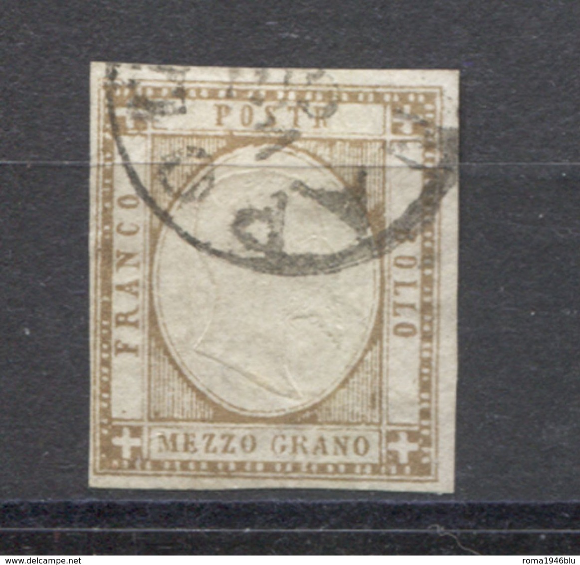 REGNO 1861 PROVINCE NAPOLETANE 1/2 GRANO SASSONE N. 18 USATO F.TO  ENZO DIENA - Afgestempeld