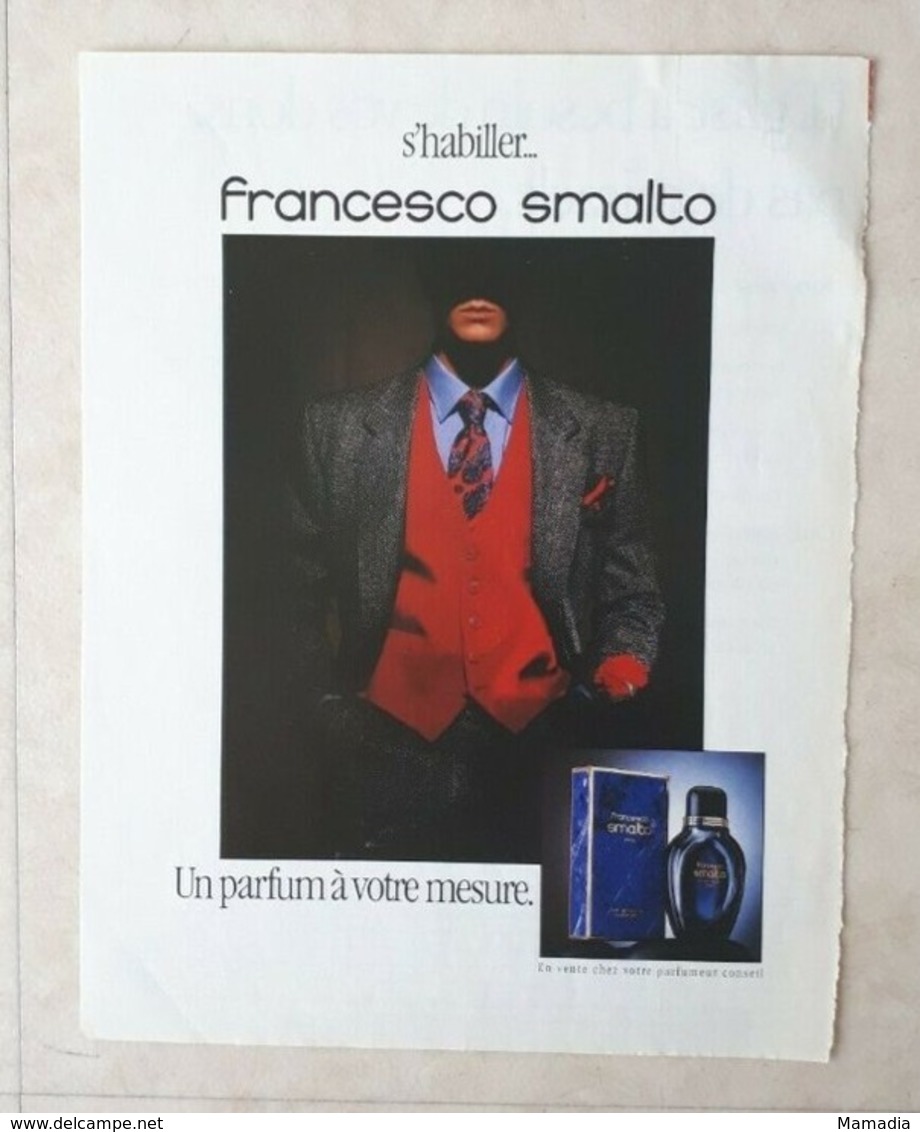 PUBLICITÉ PARFUM - PRINT PERFUME ADVERTISEMENT - FRANCESCO SMALTO 1988 - Advertising