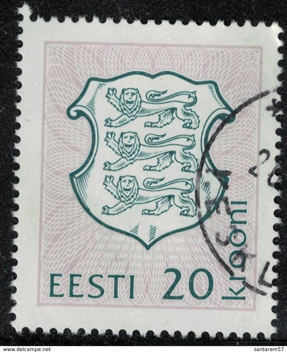 Estonie 1993 Oblitéré Used Coat Of Armes Blason Armoiries Lions Héraldiques Animaux Stylisés SU - Estland