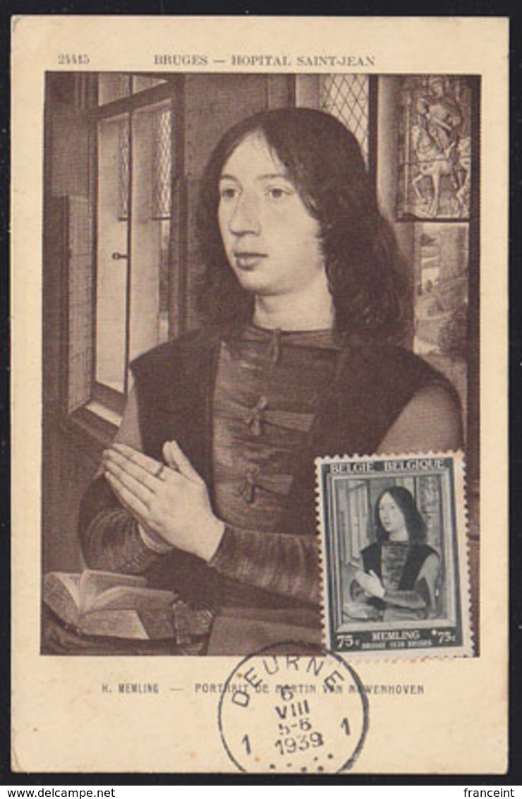 BELGIUM (1939) Martin Van Nieuwenhove By Memling. Maximum Card With First Day Cancel. Scott No B249, Yvert No 512. - 1934-1951