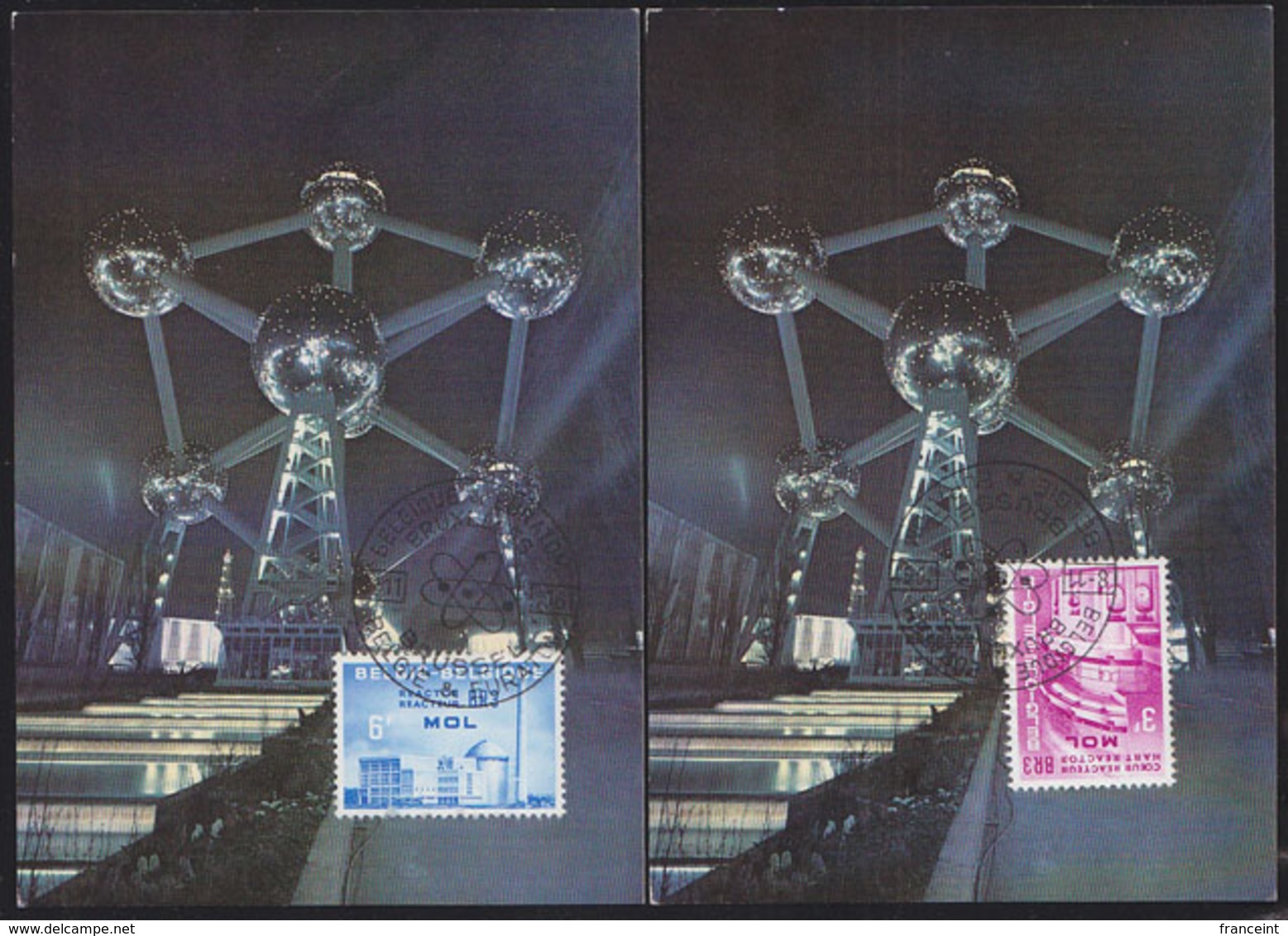 BELGIUM (1961) EURATOM. Set Of 3 Maximum Cards With Thematic Cancels. Scott Nos 574-6. Yvert Nos 1195-7. - 1961-1970