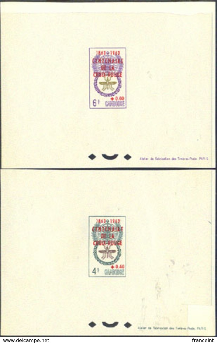 CAMBODIA (1963) Mosquito. Malaria Eradication. Set Of 2 Deluxe Sheets Overprinted For Red Cross Centenary. Scott B11-2. - Camboya