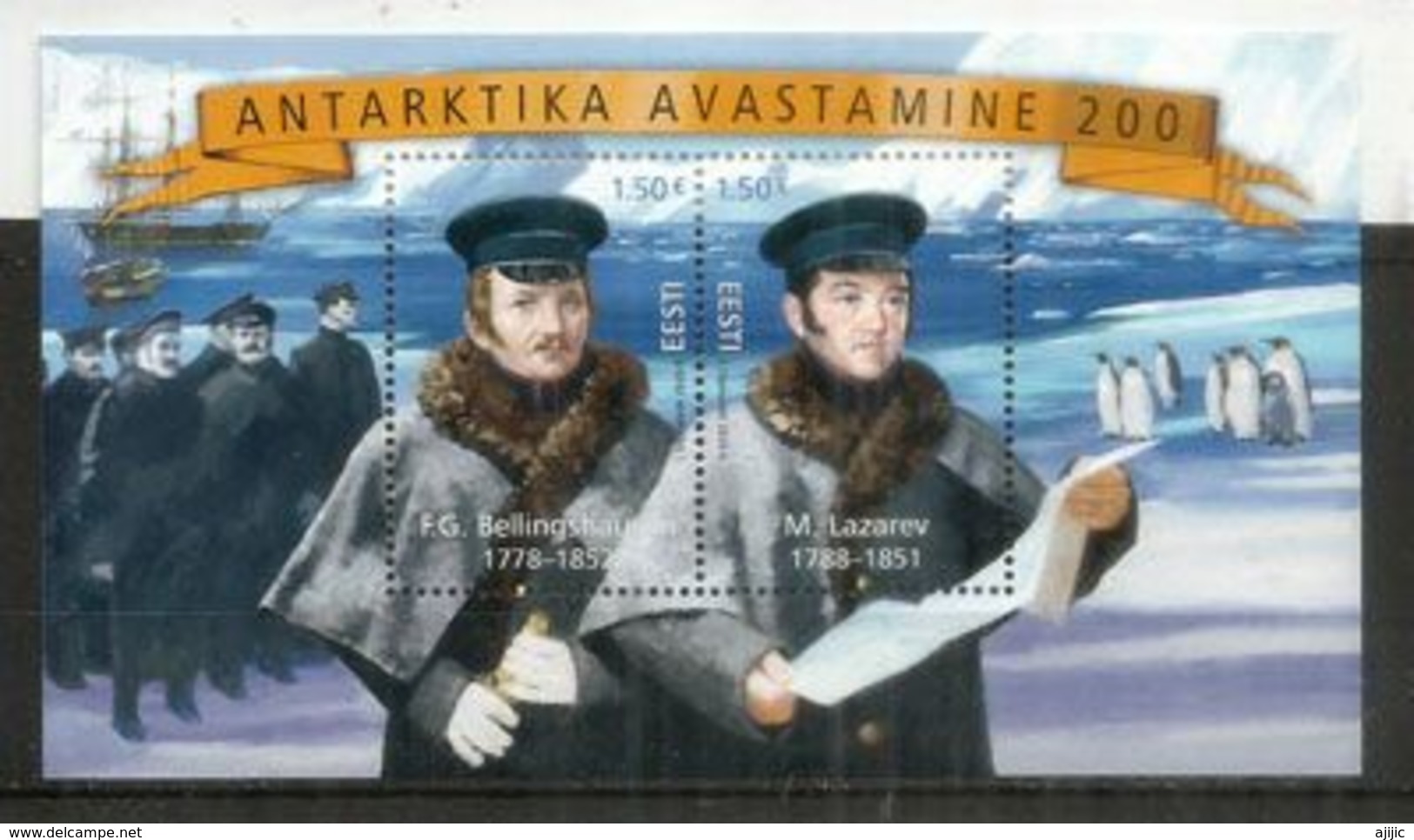 Explorers M.Lazarev & Von Bellingshausen (first Circumnavigated The Globe In 1813–1816) B-F / MS Neuf **  ESTONIA 2020 - Explorers