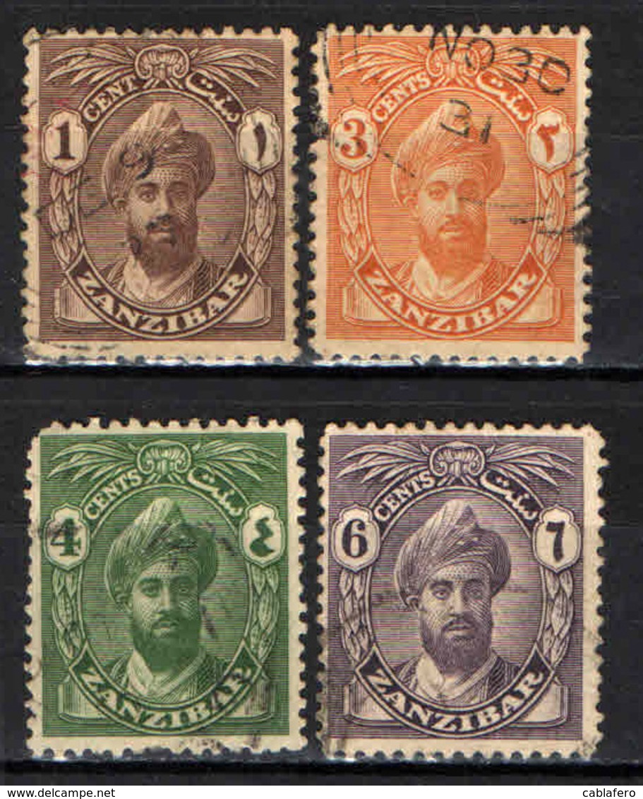 ZANZIBAR - 1926 - SULTANO KHALIFA BIN HARUB - SCRITTA CENTS CON GRAZIE - USATI - Zanzibar (...-1963)