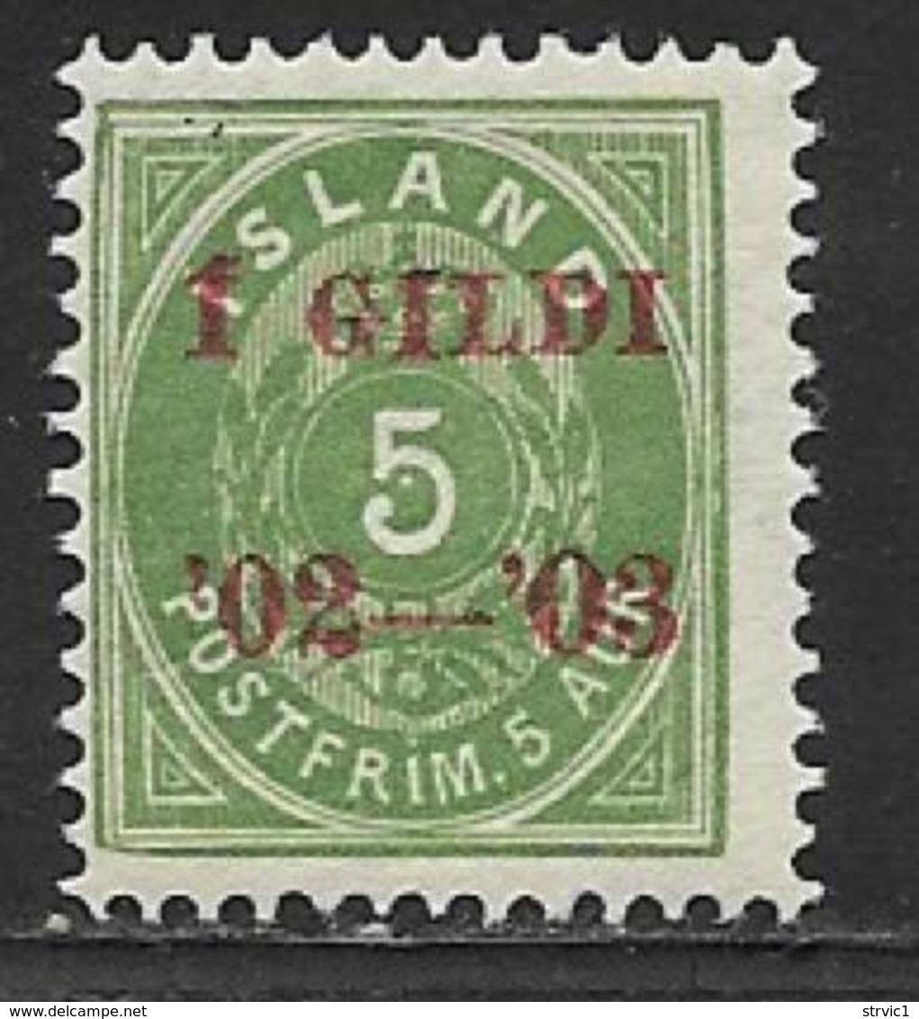 Iceland Scott # 45 MNH Numeral Overprinted,1902 - Nuevos