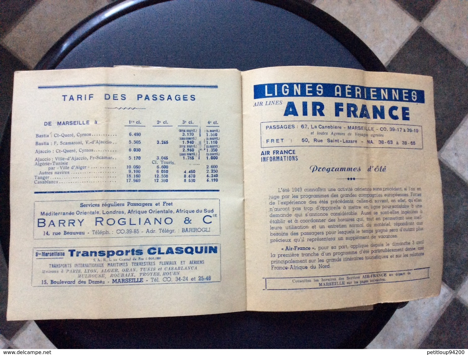 QUINZE JOURS À MARSEILLE Bars Cabarets Restaurants Cinémas Spectacles Sports Clubs Lignes Aériennes SNCF Banques MAI1949