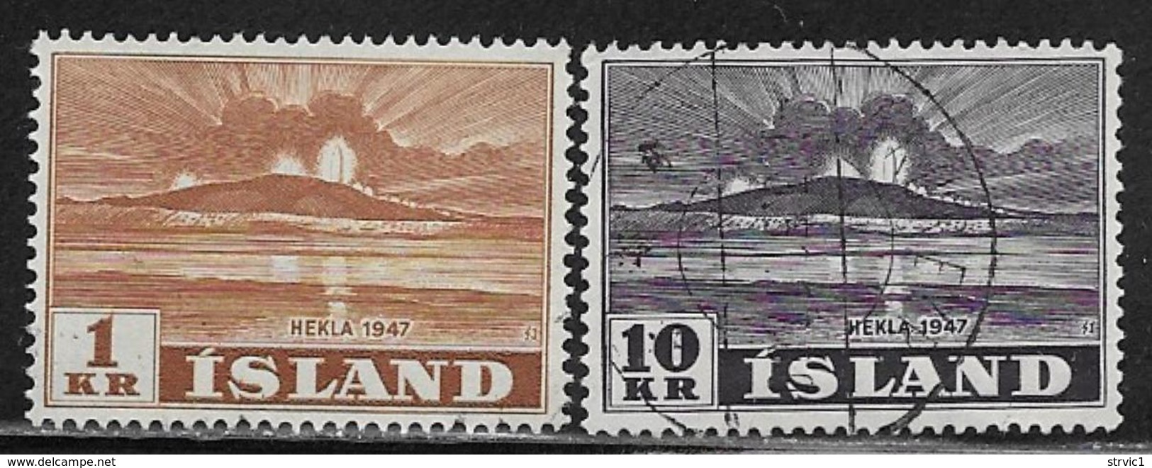 Iceland Scott # 251-2 Used Volcano, 1948 - Used Stamps