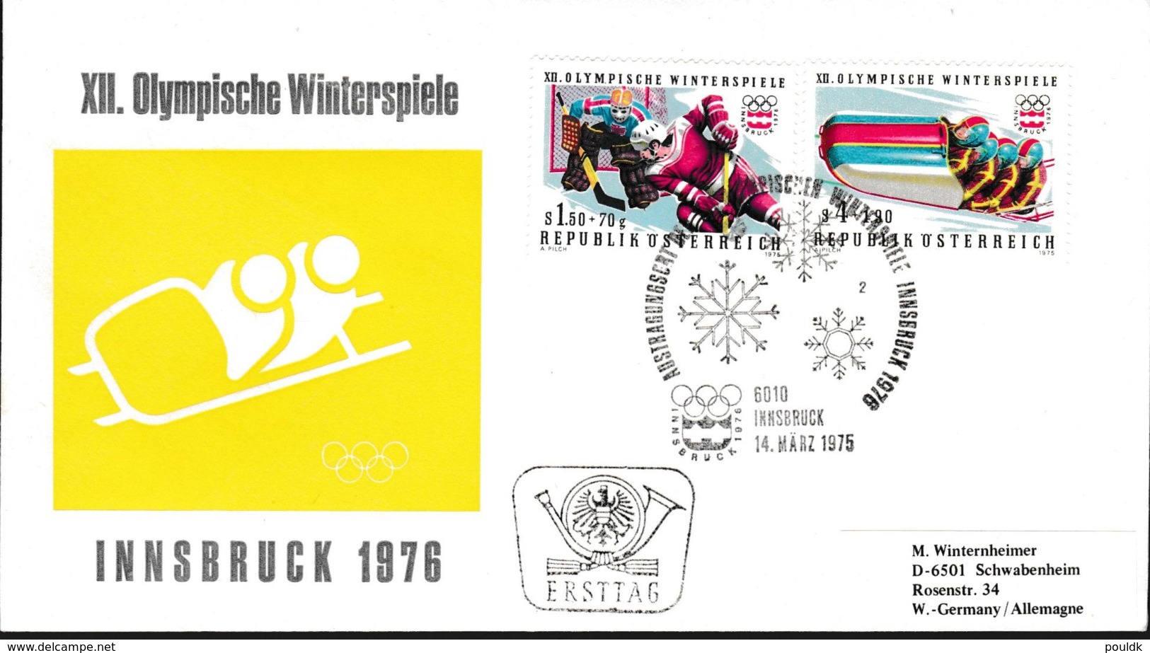 Austria FDC 1976 Innsbruck Olympic Games -   Innsbruck (G102-57) - Invierno 1976: Innsbruck