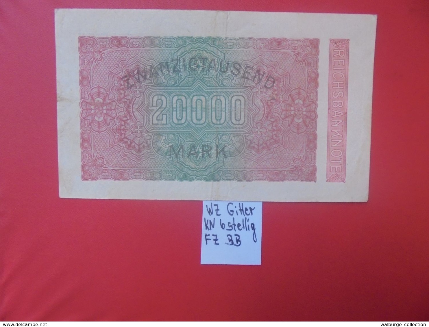 Reichsbanknote 20.000 MARK 1923 VARIANTE GITTER 6 CHIFFRES CIRCULER (B.16) - 20000 Mark