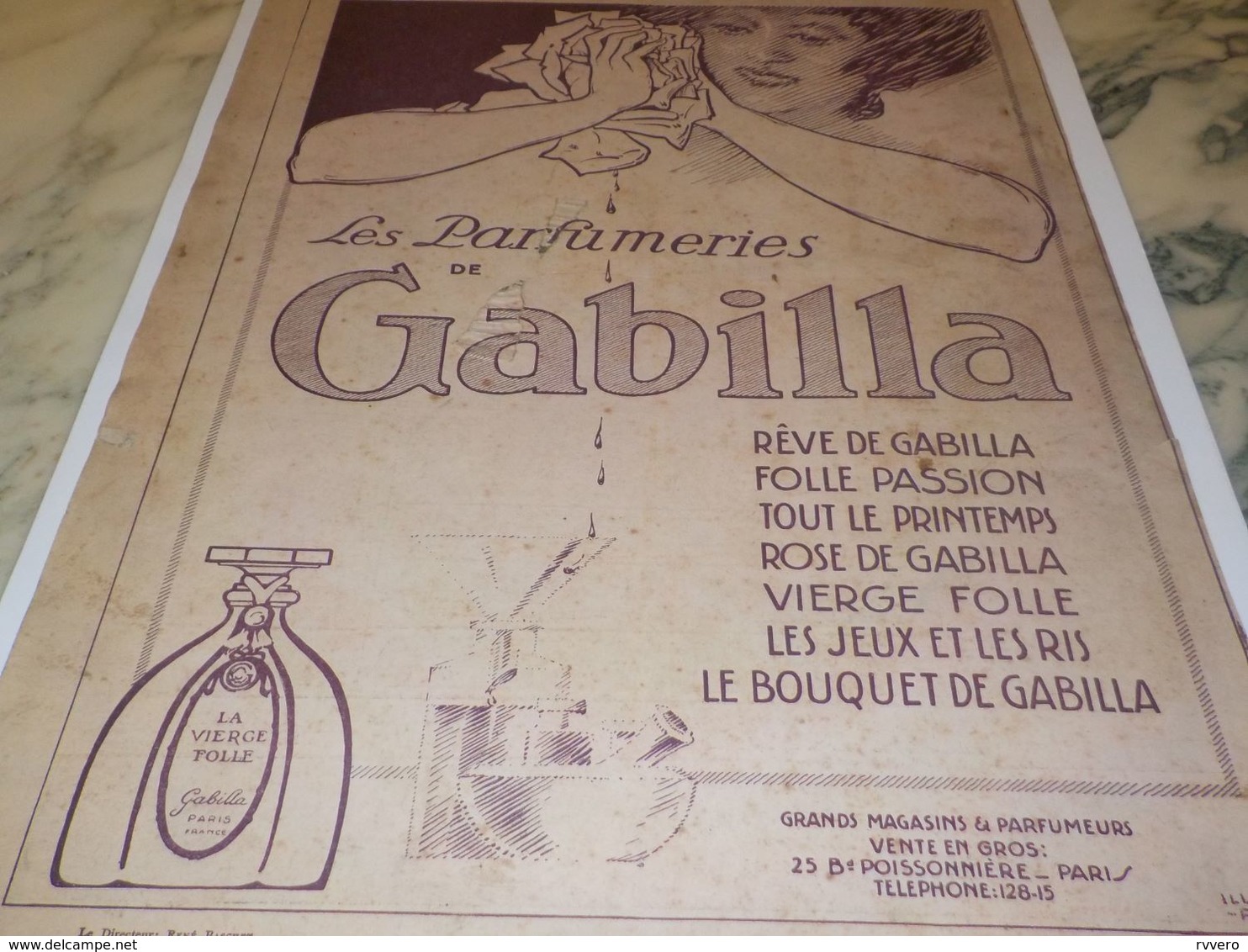 ANCIENNE  PUBLICITE  PARFUM  DE GABILLA 1913 - Autres & Non Classés