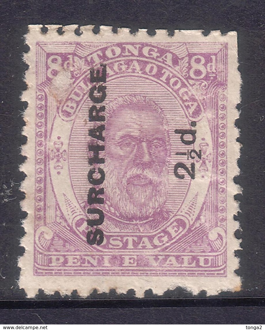 #5 - Early TONGA 1894 SG23 Pos 14 - Half Stop Joined To E Of SurchargE - Skinned Stamp - Tonga (1970-...)